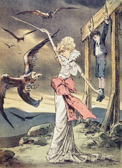 Caricatura di Sarah Bernhardt ritratta come l